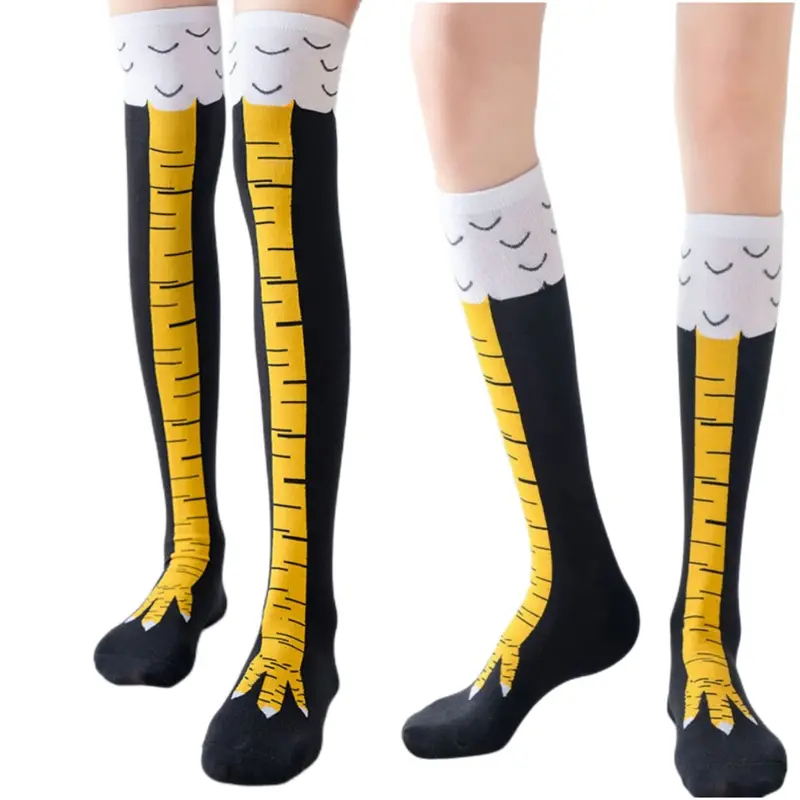 Funny Chicken Leg Socks - 1/2/4 Paar Damen Kniestrümpfe Trendige Cartoon
