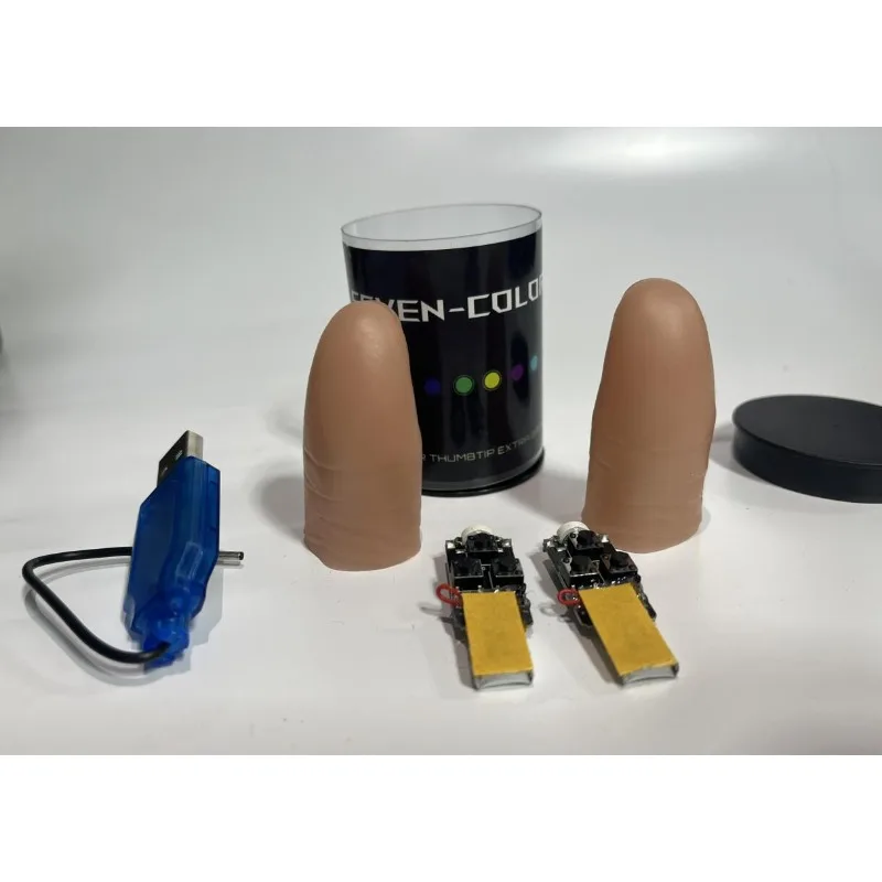 Thumb Tip Magic Trick Set - Superleichte, sieben Farben, LED-Licht, Daumenspitzen, Zaubertricks,