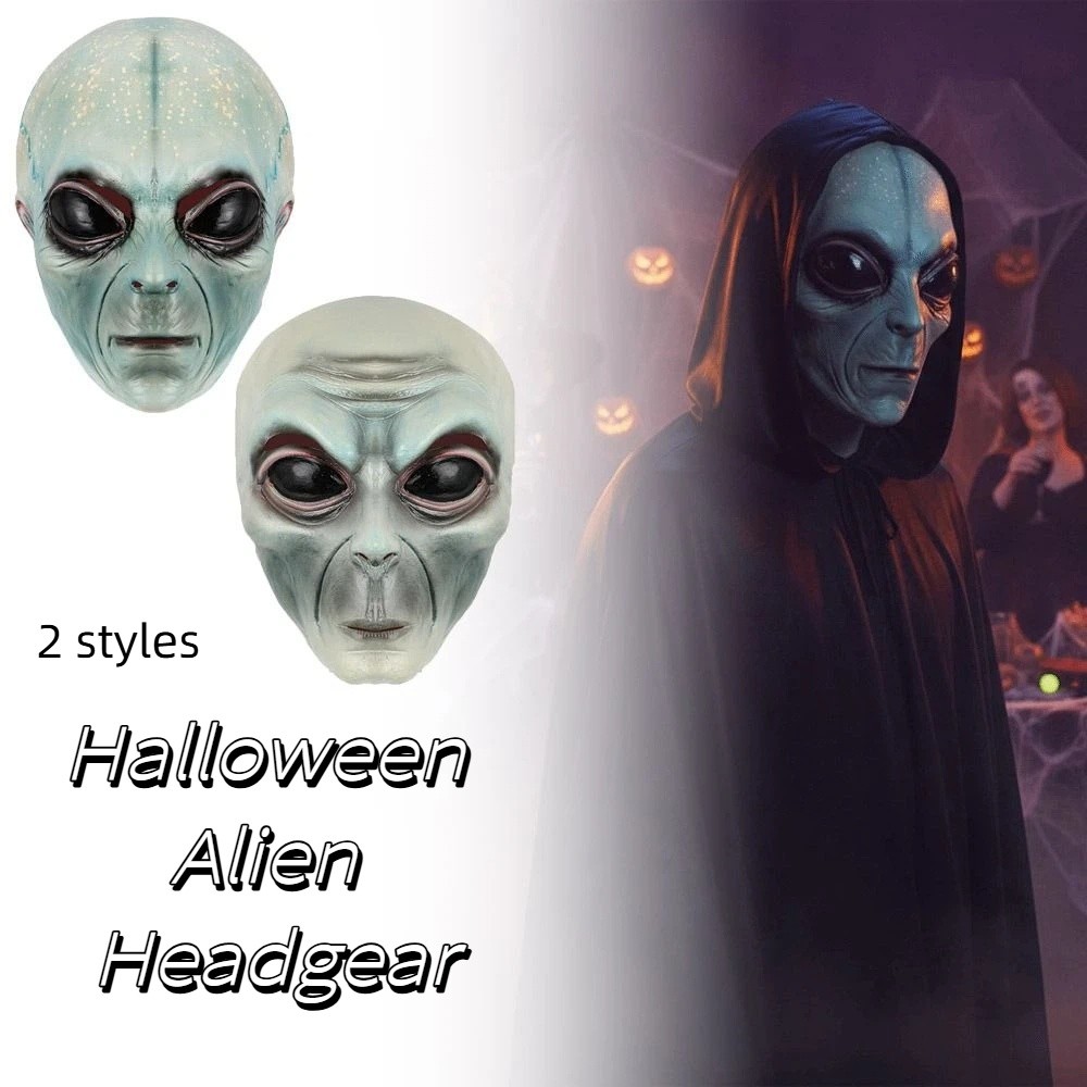 Latex Alien Mask Realistic - Latex-Material Alien-Maske Grüne Alien-Maske UFO-Schädelmaske Latex-Vollgesichtsmaske