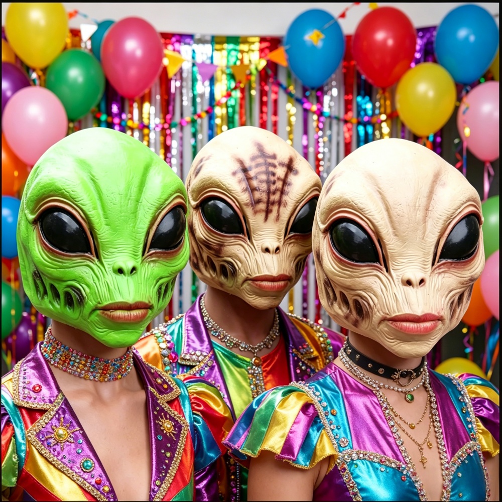Latex Alien Mask Realistic - Halloween Alien-Maske Party-Kostüm Gruseliges Cosplay-Requisit Realistische