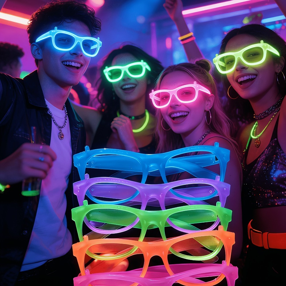 Glow In The Dark Party Glasses - 5/12 Stück UV-Leuchtbrillen, modische, farbenfrohe, fluoreszierende