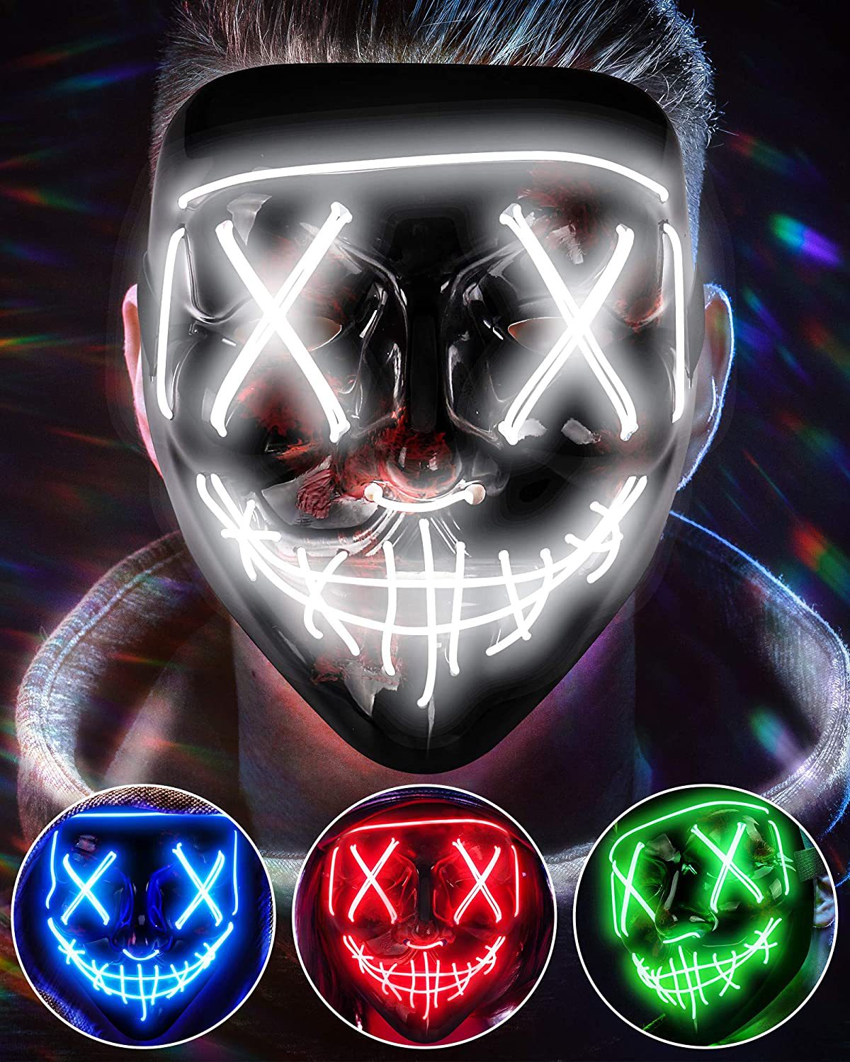 Drahtlose gruselige leuchtende – Led Purge Mask Halloween Bewertung und Preis